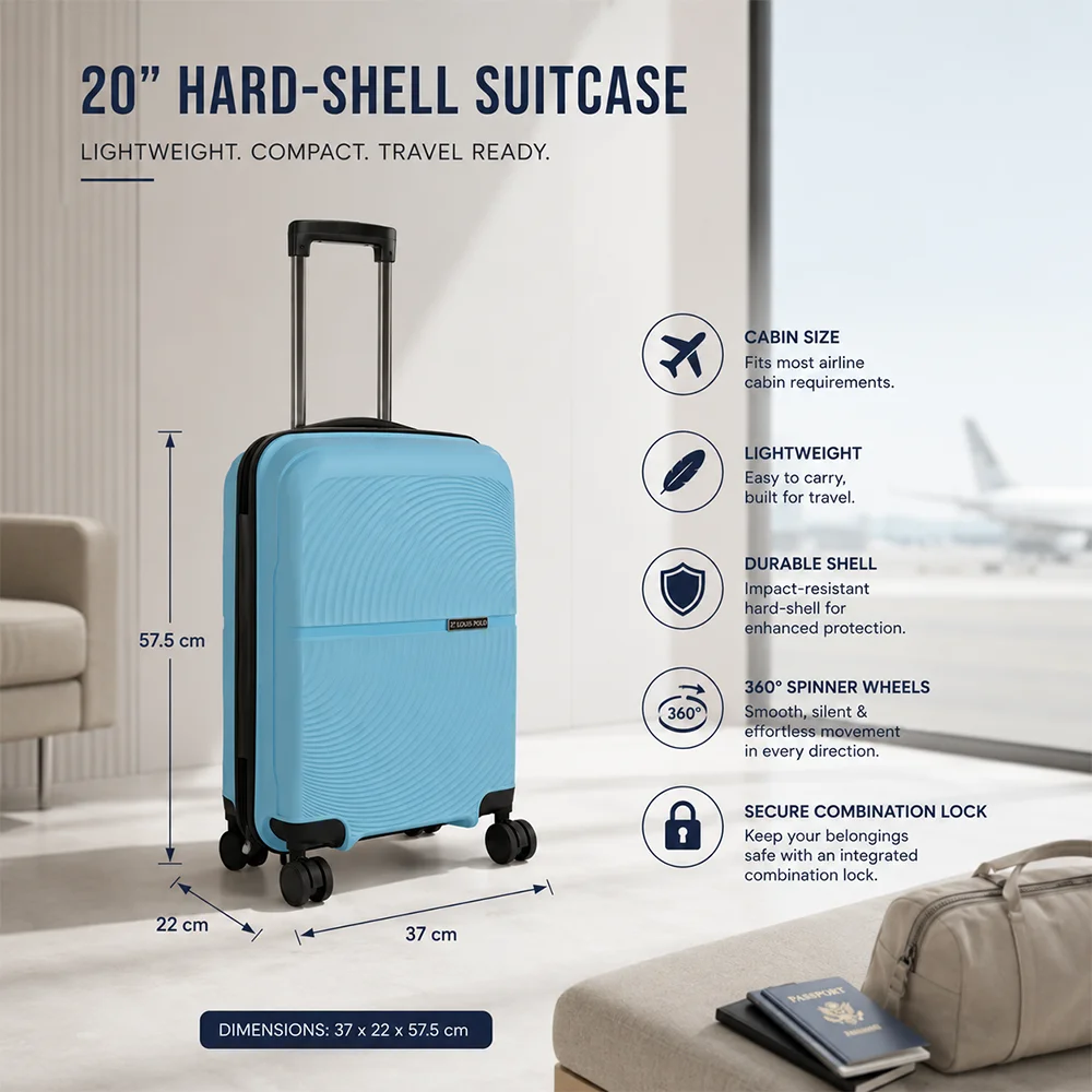 Louis Polo Magma™ 20" Cabin Trolley – Secure Lock Hard Shell Carry-On Suitcase view 4