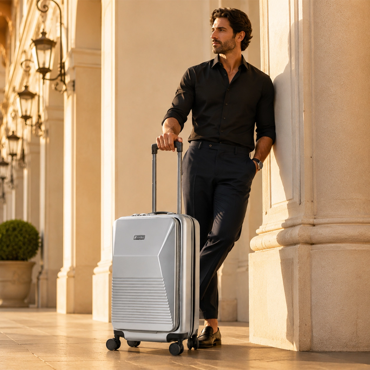 LOUIS POLO ProStripe Cyber Hard-Shell Trolley Suitcase