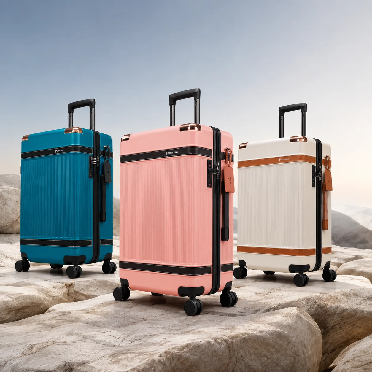 LOUIS POLO StrataLux Hard-Shell Spinner Luggage Set of 3